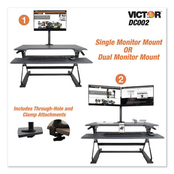 Victor® Single-dual Arm Mount System For 23" Monitors, 180 Deg; 225 Deg Rotation, 45 Deg Tilt, 360 Deg Pan, Black, Supports 15 Lb freeshipping - TVN Wholesale